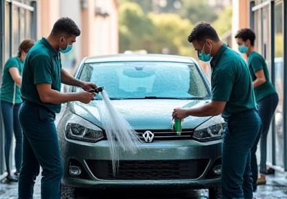 Équipe LavAuto à l’œuvre lors d’un lavage écologique à Marseille